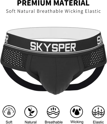 Miniatura 47 de SKYSPER Jock Strap Athletic Supporter para hombres Sexy Jockstrap Ropa interior masculina