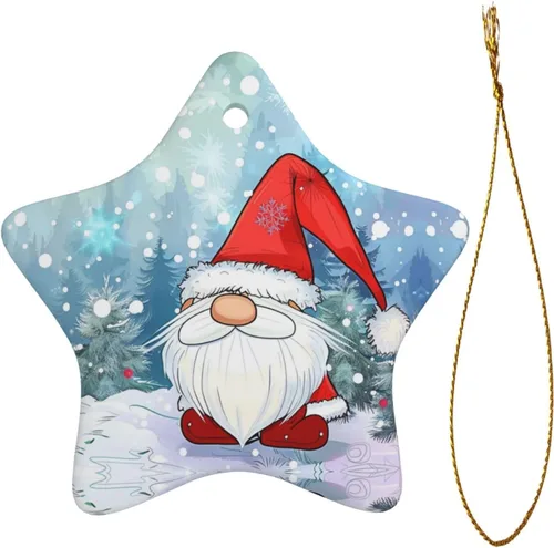 Miniatura 14 de Adornos colgantes de cerámica para árbol de Navidad, decoración colgante en forma de estrella para suministros de fiesta en interiores y exteriores