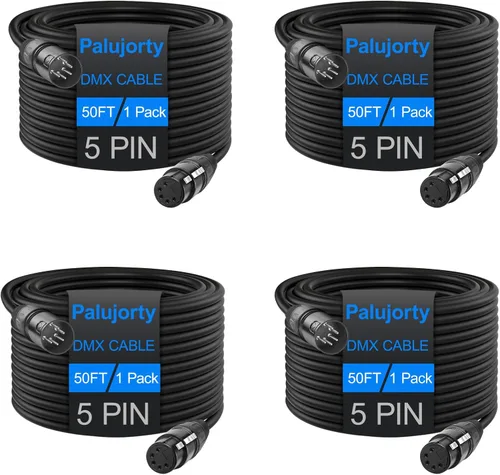 Miniatura 7 de Paquete de 2 cables DMX de 5 pines de 10 pies con 3 conductores para iluminación de escenario y controlador