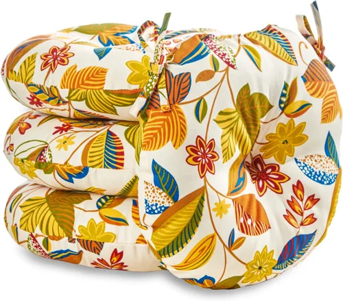 Miniatura 21 de South Pine Porch Juego de 4 cojines redondos para silla bistró de 15 pulgadas, diseño floral rojo Aloha
