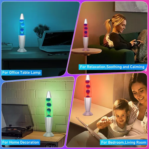 Miniatura 8 de Lámparas de movimiento líquido de cera morada que cambian de color, lámpara LED de magma de 13 pulgadas para adultos y niños, luz nocturna 2-Púrpura