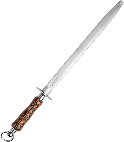 Afilador de cuchillos profesional de acero de 10 pulgadas, varillas de afilado, líneas finas, alta dureza, acero para afilar cuchillos planos