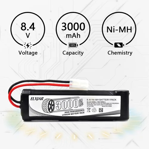 Miniatura 3 de Paquete de 2 baterías Ni-MH de 8.4 V 3000 mAh de repuesto para M16 SR16 AK Series MP5 G&P M16A1 Knights SR16 MP5 SD5 MK5A4 G3 SD1 M16VN CA G3 SG1 G3