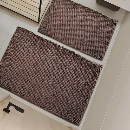 Miniatura 56 de Juego de alfombras de baño de 2 piezas, súper absorbente suave, gruesa, lavable en lavadora, alfombra de baño de chenilla antideslizante, alfombra