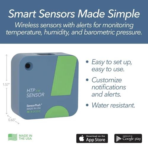 Miniatura 2 de SensorPush HTP.xw Sensor de temperatura inteligente y sensor de humedad - Termómetro, barómetro e higrómetro con monitoreo de aplicaciones, índice