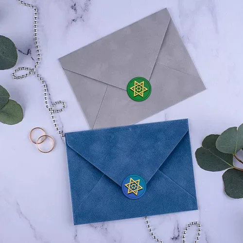Miniatura 7 de MAYJOYDIY Star of David - Sello de cera hexagonal con diseño de estrella y luna, 6 sellos de estrella puntiaguda de 0.98 pulgadas, sellos de cobre