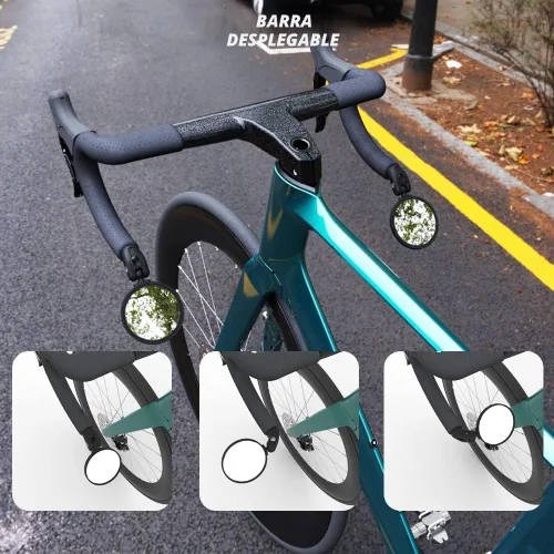 Miniatura 5 de BriskMore Espejos de bicicleta, espejo de extremo de barra de bicicleta, lente convexa de vidrio HD, espejo retrovisor de bicicleta seguro, fácil