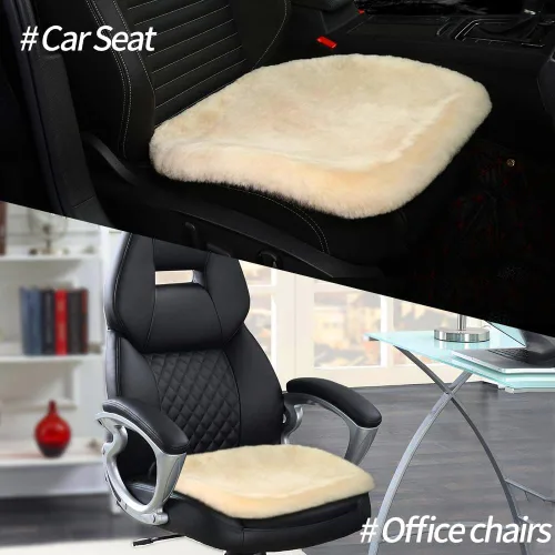 Miniatura 6 de LLB Fundas de asiento de asiento de automóvil de piel de oveja genuina para automóviles, camiones, SUV, almohadilla protectora de asiento cómoda