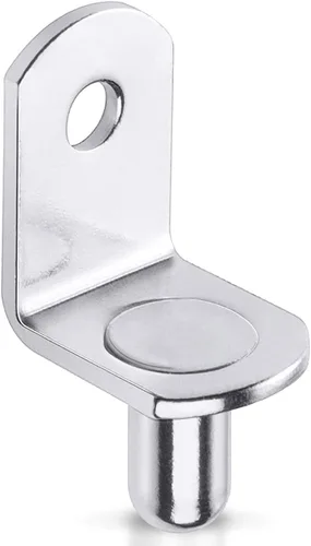 40 piezas de clavijas de soporte para estante, clavijas de estante de 1/4 de pulgada de diámetro con orificio, clips en forma de L chapados en