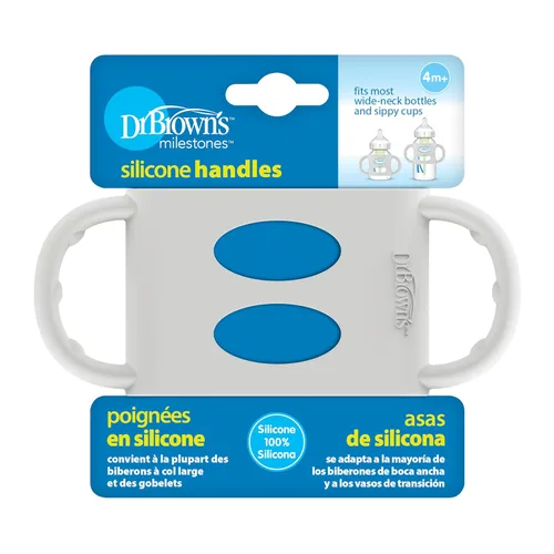 Miniatura 9 de Dr. Brown's® Milestones™ - Manijas de biberón de silicona 100% de cuello ancho, color crudo, paquete de 2