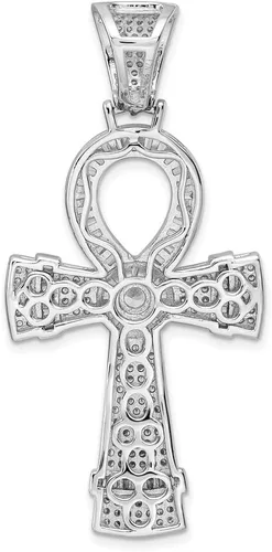 Miniatura 3 de Auriga Fine Jewelry Colgante de cruz Ankh de plata esterlina 925 con circonita cúbica rodiada para mujer (L-2.131 in, W-1.039 in), Metal, Circonita