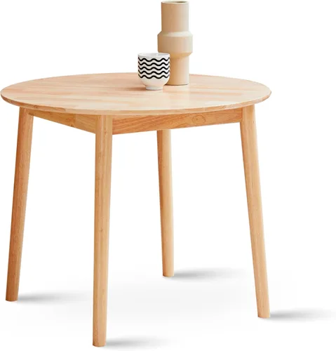 Livinia Aslan - Mesa de comedor redonda de madera de 35.4 pulgadas, mesa de cocina moderna de roble malayo de mediados de siglo (roble natural)
