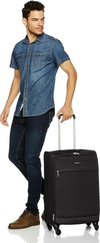 Miniatura 8 de Tienda Basics Maleta de equipaje giratoria de mano Softside con ruedas, Negro, Juego de 3 piezas (21"25"30")