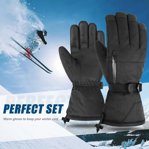 Miniatura 3 de Guantes de esquí para niños, guantes de nieve impermeables, guantes de snowboard para pantalla táctil, guantes de invierno con bolsillo para niños