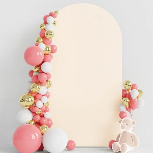 Miniatura 18 de Wokceer Funda para Arco de Boda de 6.6 Pies de Spandex Ajustada Cubiertas para Soporte de Arco de Boda Parte Superior Redonda Chiara Funda de Telón