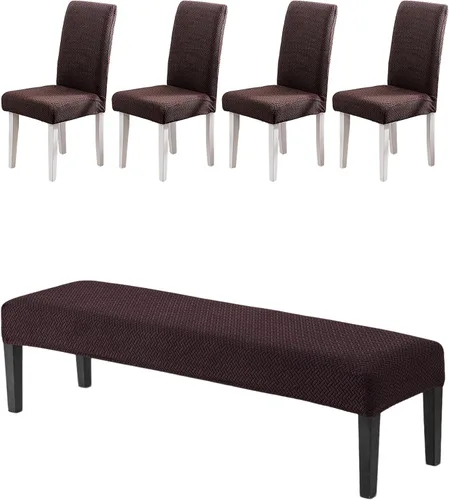 Miniatura 26 de CRFATOP 4 Piezas de Fundas Elásticas para Silla de Comedor con Funda para Banco Fundas Impresas para Silla de Comedor Fundas para Cojín de Asiento