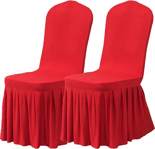 Miniatura 18 de Dimatic Juego de 2 fundas elásticas para sillas de comedor, fundas Parsons con falda, de elastano súper ajuste, funda protectora de asiento para Azul