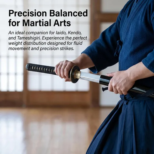 Miniatura 6 de Katana Sword, Handmade Samurai Sword 9260 Spring Steel - Plum Blossom Design, Full Tang & Clay Tempered - Ideal for Training, Practice, Collection &