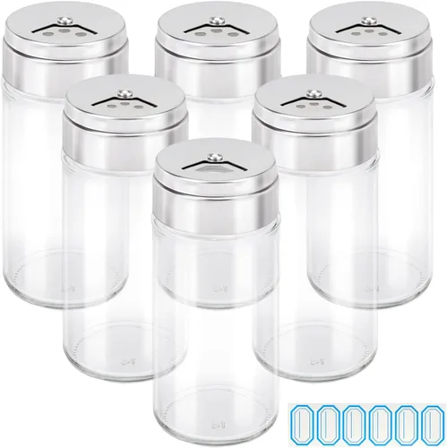 Miniatura 11 de Segarty Tarros de especias con tapas cocteleras, paquete de 6 botellas de vidrio de 4 onzas con tapa de acero inoxidable, recipientes de vidrio
