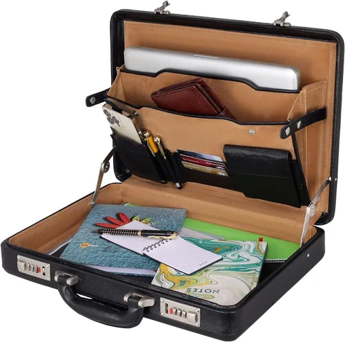 Miniatura 4 de DA LV - Maletín de cuero de grano completo para hombre, bolsa para laptop de negocios, bolsa de cuero hecha a mano importada, adjunta, regalos
