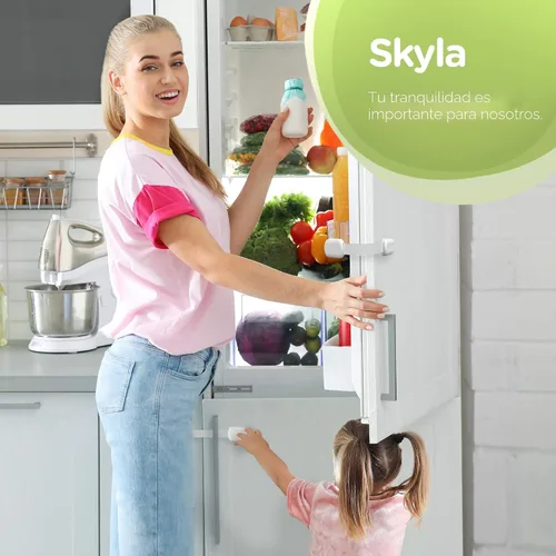 Miniatura 2 de Cerraduras de Seguridad a Prueba de Bebés para Niños (Paquete de 16) por Skyla Homes - Los Pestillos Adhesivos 3M para Gabinetes Más Seguros, Blanco