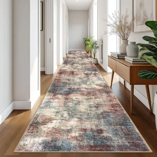 Miniatura 1218 de IOHOUZE Alfombra abstracta lavable de 3 x 12 pies para pasillos, antideslizante para cocina, camino de entrada de lana sintética para interiores