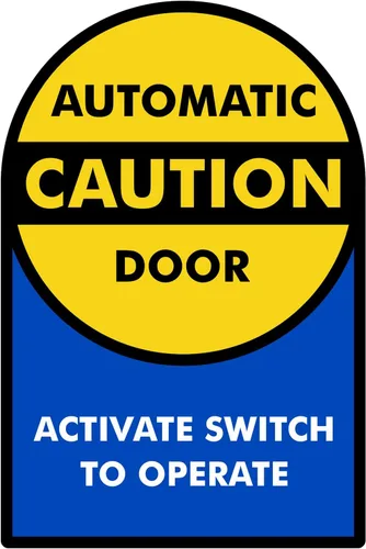 Miniatura 9 de SmartSign, calcomanía para vidrio de doble cara con leyenda "Caution: Automatic Door 2-Sided Message", círculo de 6 pulgadas de diámetro