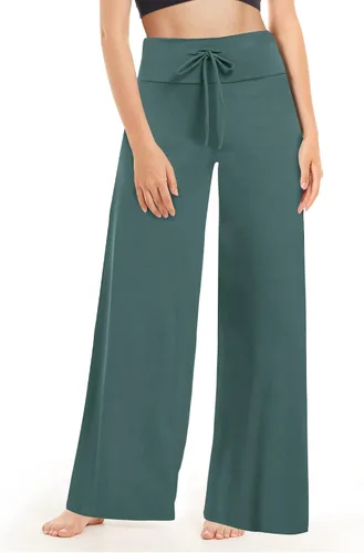 TNNZEET Pantalones de yoga negros para mujer con bolsillos, cómodos pantalones de pijama de maternidad de pierna ancha