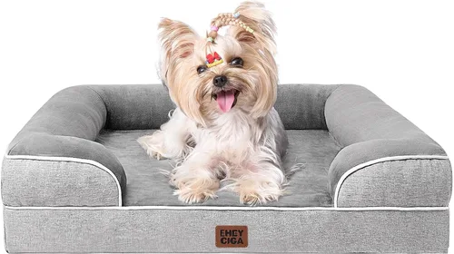 Miniatura 86 de EHEYCIGA - Cama ortopédica para perro grande, impermeable, de espuma viscoelástica y espuma tipo caja de huevos, bordes elevados, antideslizante