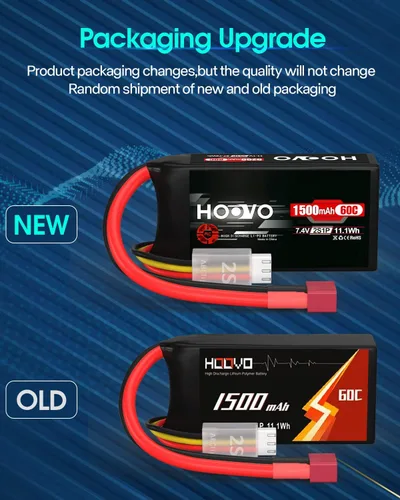 Miniatura 2 de HOOVO Paquete de batería Lipo RC 2S 7.4V 1500mAh 60C con conector T para RC Barco, Camión, Helicóptero RC, Avión, Quadcopter, UAV, Dron, FPV Racing