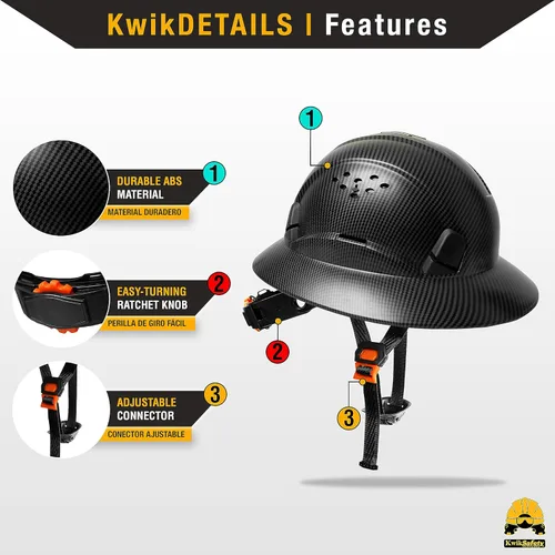 Miniatura 2 de KwikSafety - Charlotte, NC - Sombreros duros [Ala completa, estilo gorra, estilo de escalada] Tipo 1, Clase C ANSI OSHA Negro (Premium)