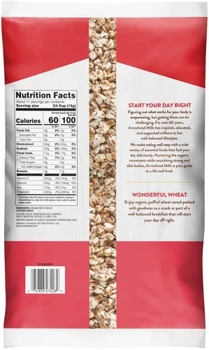 Miniatura 2 de Arrowhead Mills Cereal, Trigo inflado, bolsa de 6 oz. (paquete de 12)