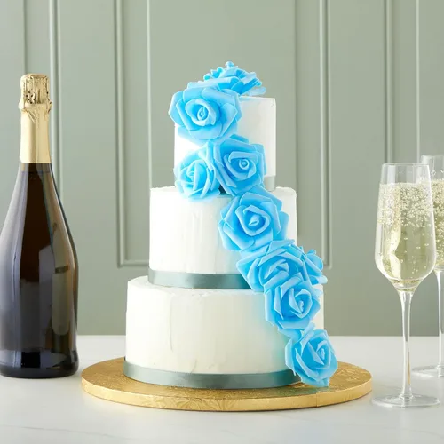 Miniatura 7 de Juvale – 100 unidades de rosas artificiales para decoración de bodas, baby showers, manualidades, 3 pulgadas Azul