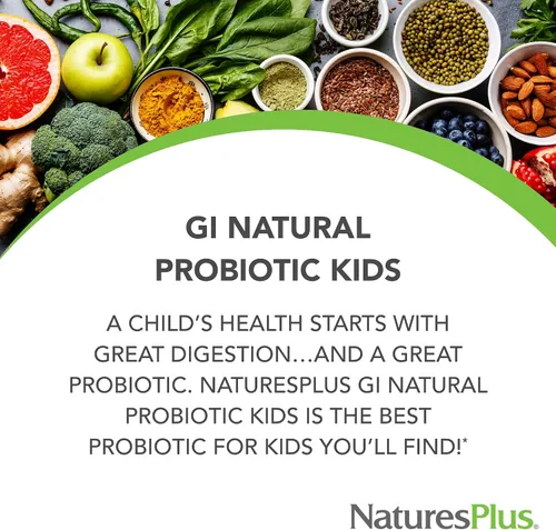 Miniatura 2 de NaturesPlus GI Natural Probiotic Kids, mezcla de bayas - 30 masticables - Salud digestiva e inmunológica solo para niños - Sin gluten - 30 porciones
