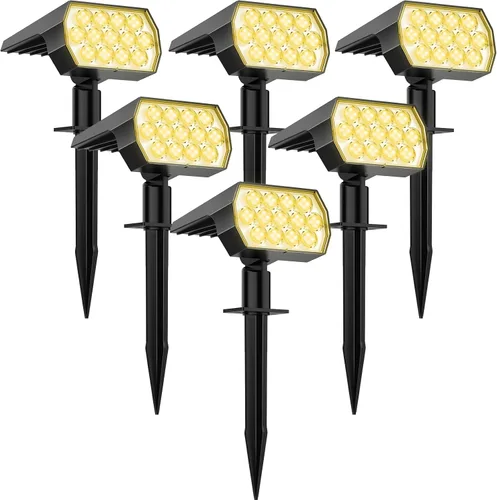 Miniatura 10 de WELALO Focos solares para exteriores, [2 unidades/65 LED/3 modos] focos solares de paisaje, luces de seguridad alimentadas por energía solar, luces