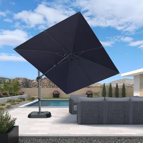 Miniatura 55 de PURPLE LEAF Sombrilla de Patio de 8 Pies para Exteriores Sombrilla Cantilever Cuadrada de Aluminio Sombrilla Offset con Rotación de 360 Grados