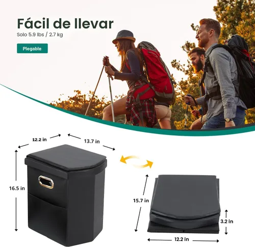 Miniatura 3 de Ann Katy Inodoro portátil XL mejorado, para adultos y niños, extragrande, de viaje, alto, con tapa, orinal compacto para automóvil, senderismo