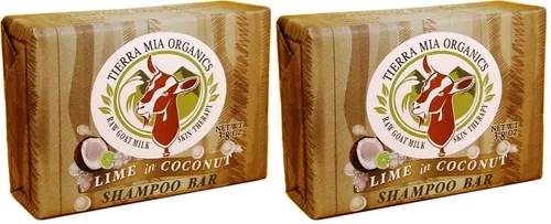 Miniatura 2 de Tierra Mia Organics Barra de champú para terapia cutánea con leche de cabra cruda, lima y coco, 3.8 onzas (636371)
