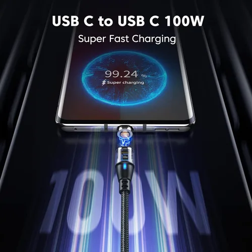 Miniatura 8 de Cable de carga magnético USB C de 100 W, paquete de 2 (3.3 pies + 6 pies), cable magnético de carga rápida 6 en 1, cable de carga USB C magnético