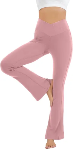 Miniatura 27 de HEGALY Pantalones de yoga acampanados para mujer, leggings cruzados, suaves, de cintura alta, pantalones casuales de entrenamiento con corte de bota