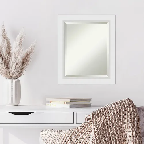 Miniatura 6 de Amanti Art Espejo de pared blanco de 24 x 20 pulgadas, espejo de baño rectangular blanco blanco para decoración de pared de sala de estar, marco