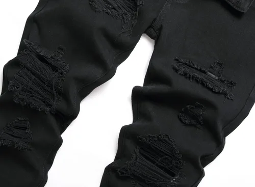 Miniatura 3 de OIIIO Pantalón vaquero de pierna recta rasgados para hombre