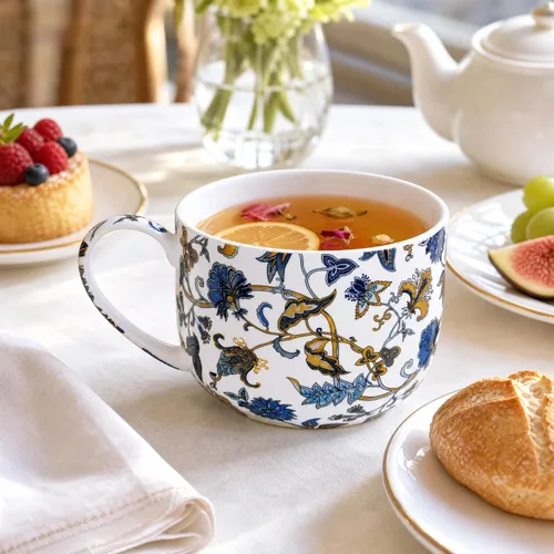 Miniatura 5 de Tazones de sopa de 25 onzas de porcelana con mangos, taza grande de sopa para café, cereal, avena, café con leche, sopa floral, taza de sopa