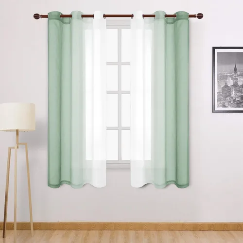 Miniatura 68 de DWCN Cortinas Transparentes de Lino Sintético Negro Degradado Ombré - Cortinas Semi Transparentes de Gasa con Ojales en la Parte Superior