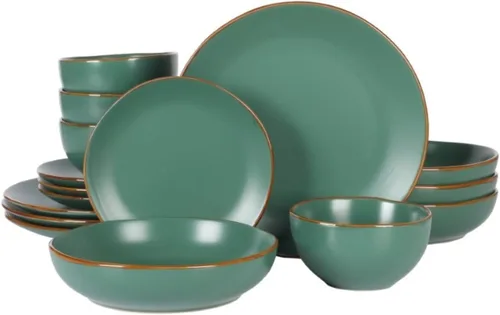 Miniatura 28 de Gibson Home Hazeltine - Juego de vajilla de cerámica de piedra azul marino de 16 piezas, platos y cuencos, juego de cocina de cerámica duradera Azul