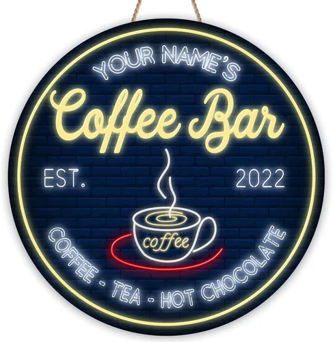 Miniatura 12 de Artsy Woodsy Letrero personalizado de madera para cafetería, placa de pared para decoración de cocina, regalos personalizados para amantes del café