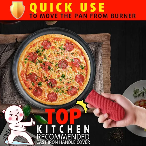 Miniatura 4 de Cbiumpro Paquete de 2 cubiertas de mango de hierro fundido, funda de silicona resistente al calor para sartén de hierro fundido en caliente Paquete