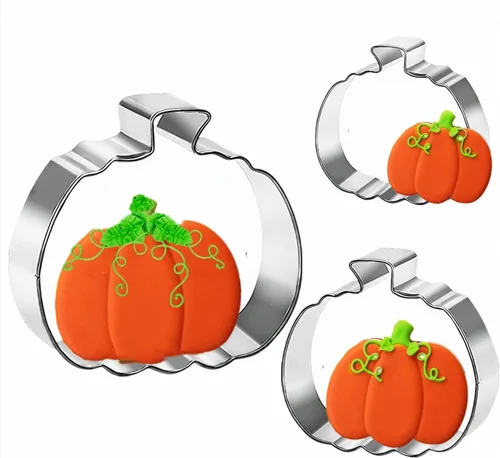 Juego de cortadores de galletas de calabaza, 4 pulgadas, 3.22 pulgadas, 2 pulgadas, cortadores de galletas grandes para otoño, Halloween, Acción de