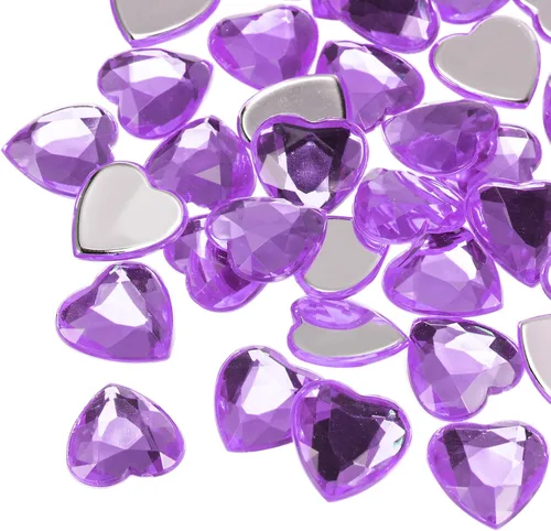 Miniatura 11 de MECCANIXITY 60 calcomanías acrílicas de diamantes de imitación de corazón de 0.315 in con parte trasera plana, gemas de plástico para manualidades