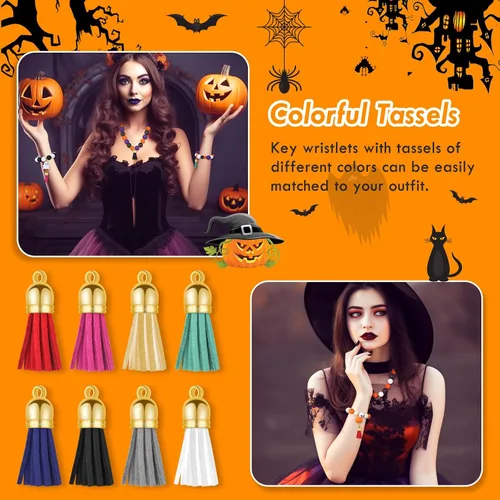 Miniatura 6 de 221 cuentas de silicona de Halloween para hacer llaveros, cuentas focales de silicona a granel con cuentas sueltas de 0.591 in y 0.551 in, cuentas